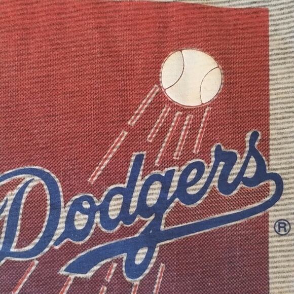 Vintage LOGO 7 Los Angeles Dodger's 1991 Gray Striped Single Stitch T-Shirt XXL - Picture 14 of 15